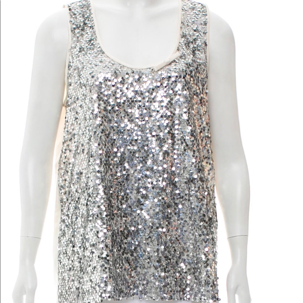 Kate Spade Silver/Cream Sequin Top